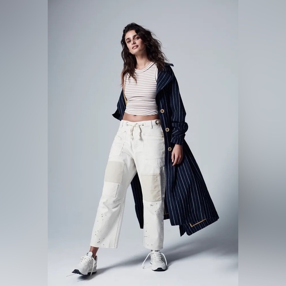 We The Free Jackets & Blazers - NWOT FREE PEOPLE We The Free Melia Mac Trench Coat In Navy Combo MSRP $228